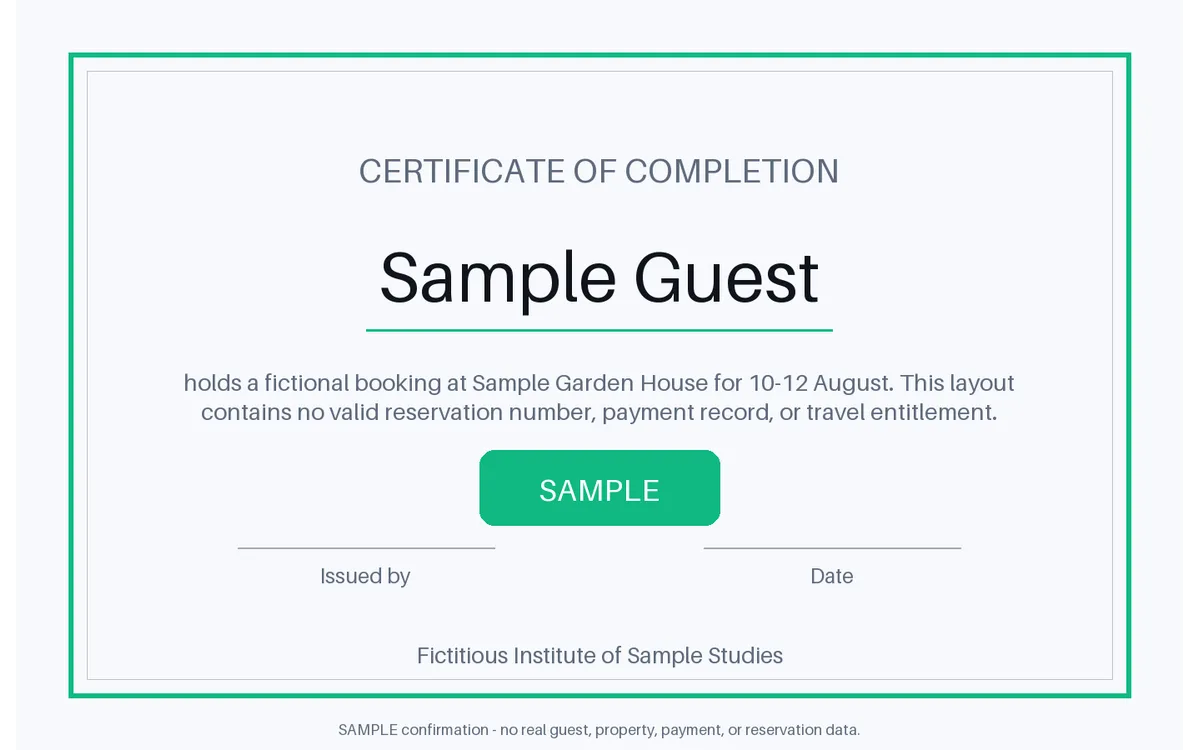 Booking Confirmation Summary detail preview