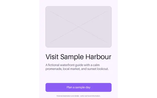 Harbour Destination Guide — poster layout, sample content only
