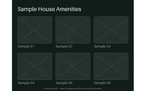 Hotel Amenities Overview — card-grid layout, sample content only