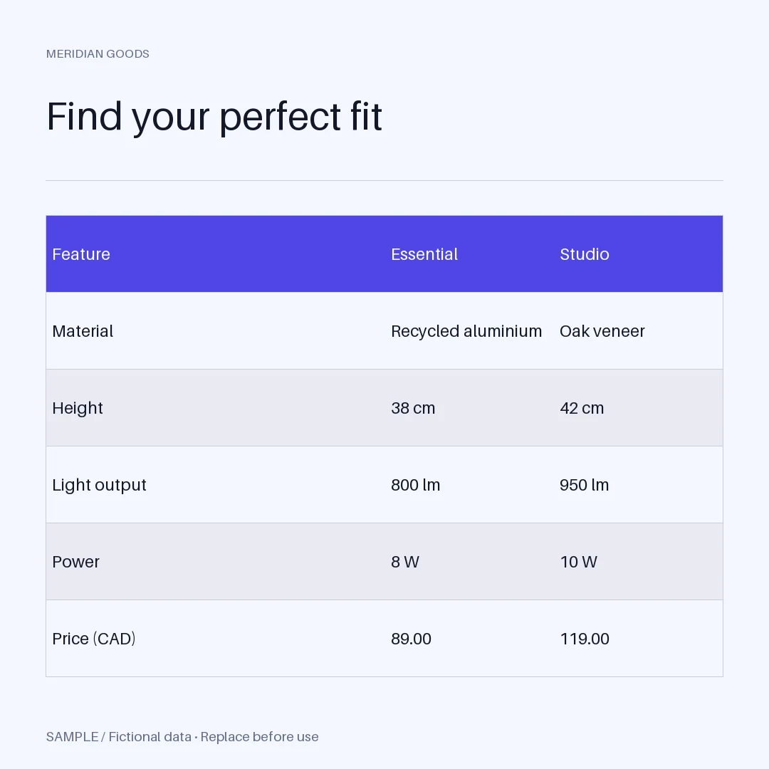 Size Chart Module: alternate brand palette 2