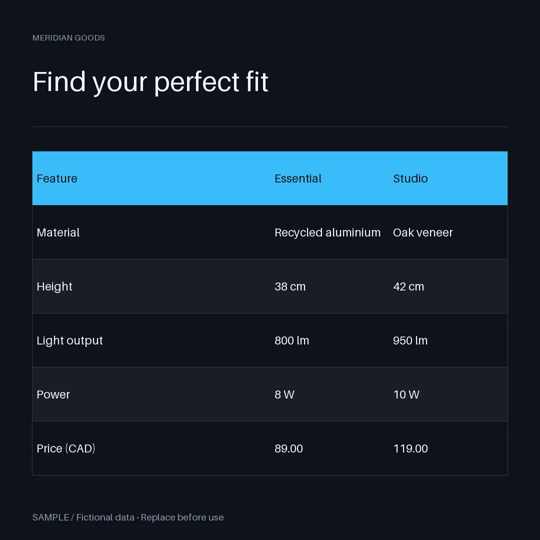 Size Chart Module: alternate brand palette 3