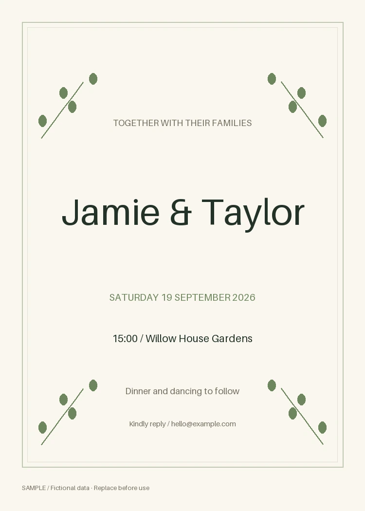 Wedding Invitation: editable event with synthetic content