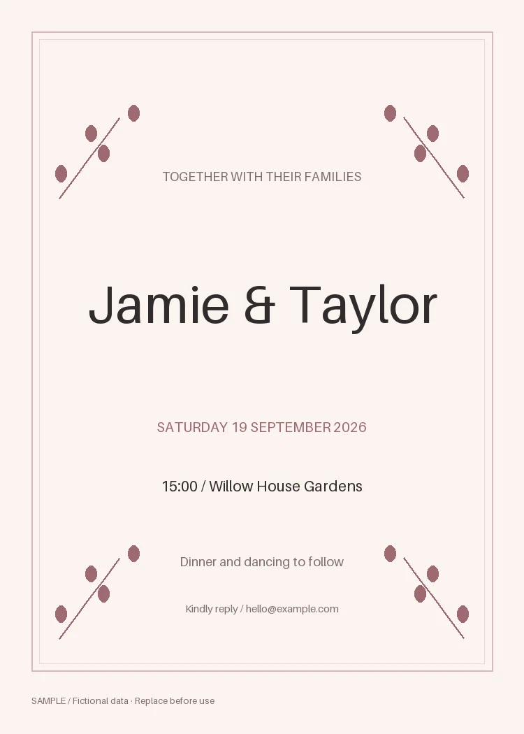 Wedding Invitation: alternate brand palette 1