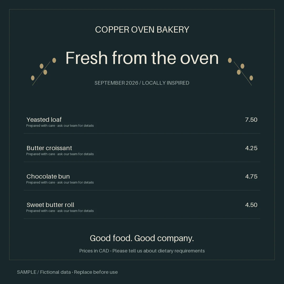 Bakery Promotion: alternate brand palette 2
