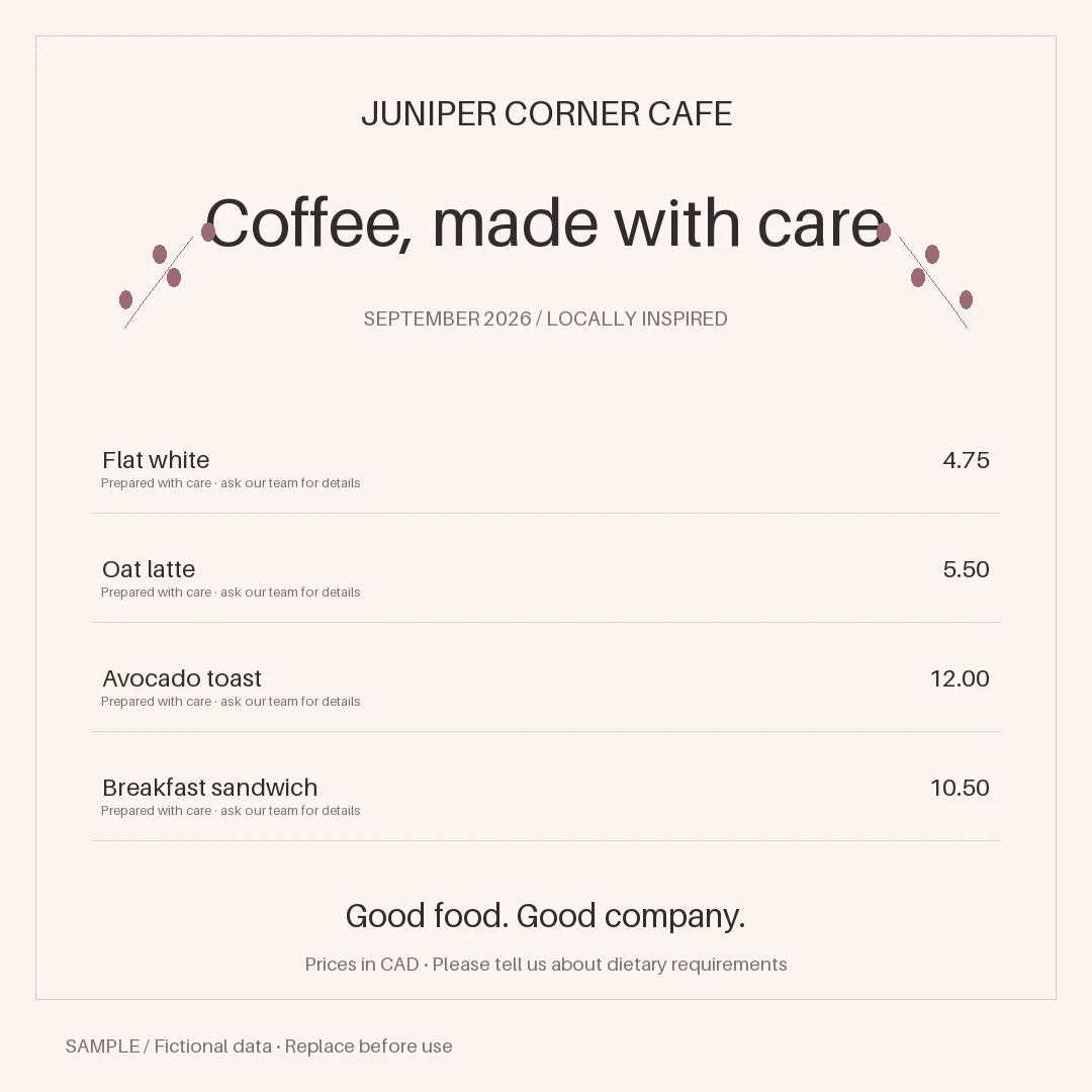 Café Drink Launch: alternate brand palette 1
