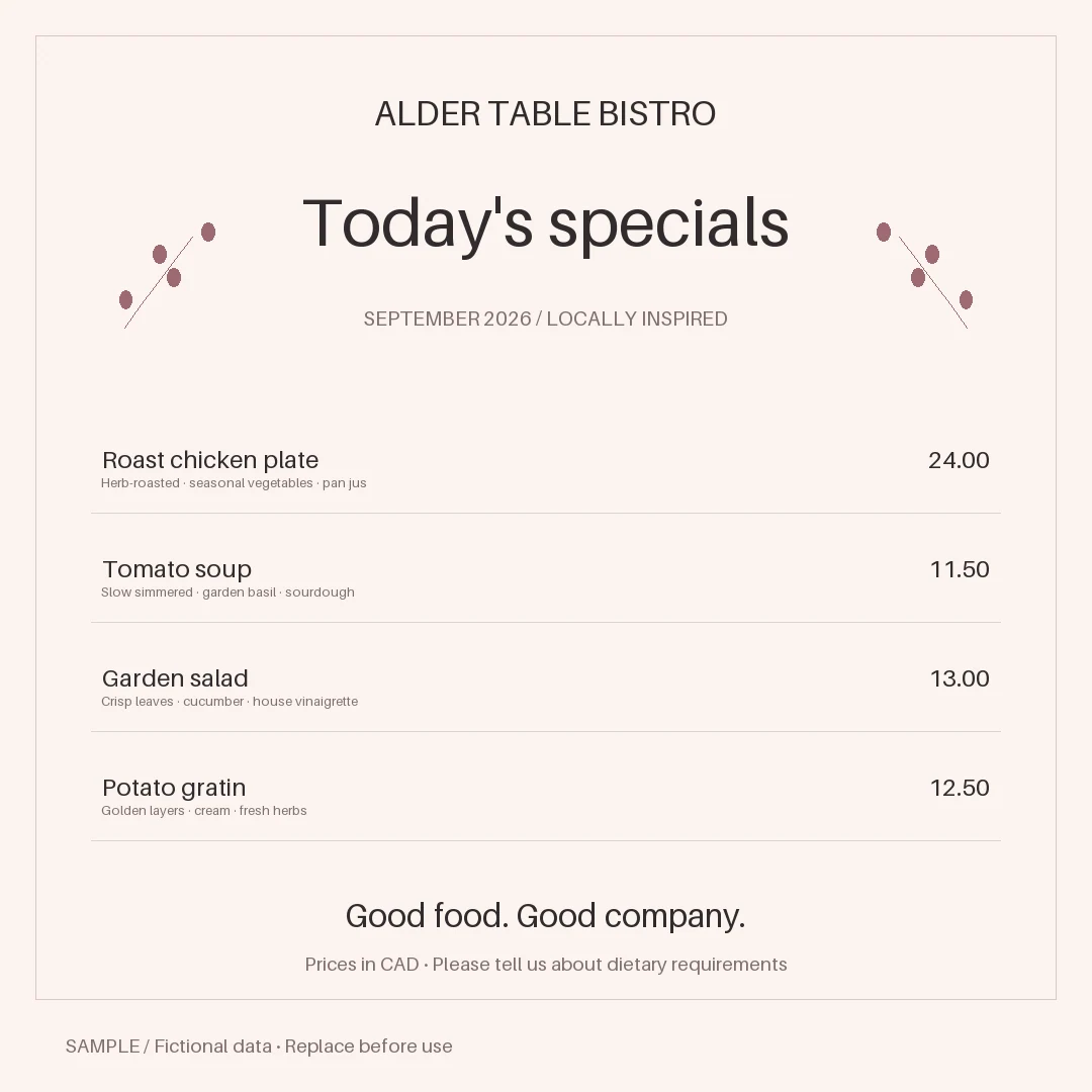 Daily Special Graphic: alternate brand palette 1
