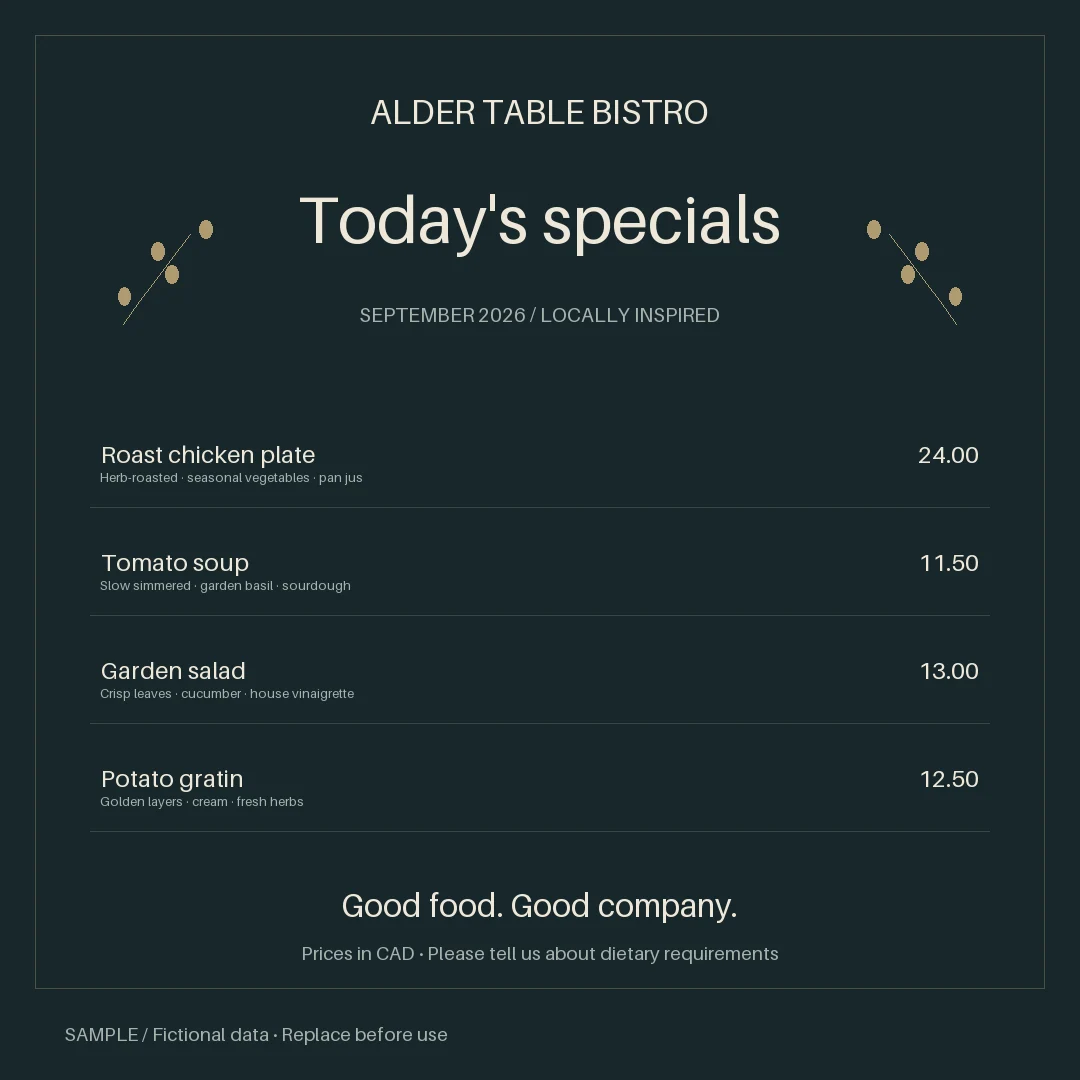 Daily Special Graphic: alternate brand palette 2
