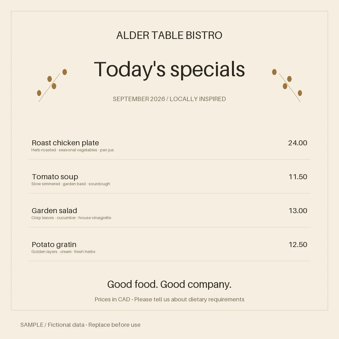 Daily Special Graphic: alternate brand palette 3