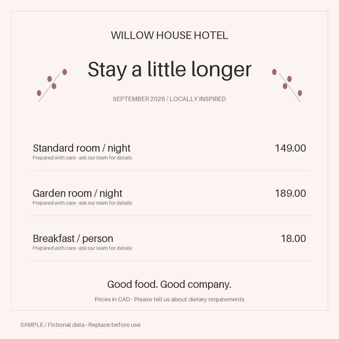 Hotel Offer Graphic: alternate brand palette 1