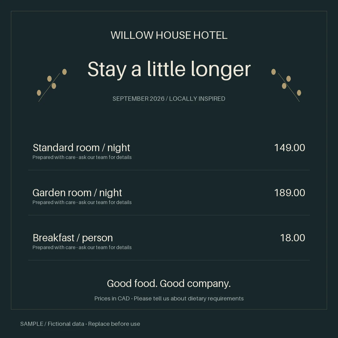 Hotel Offer Graphic: alternate brand palette 2