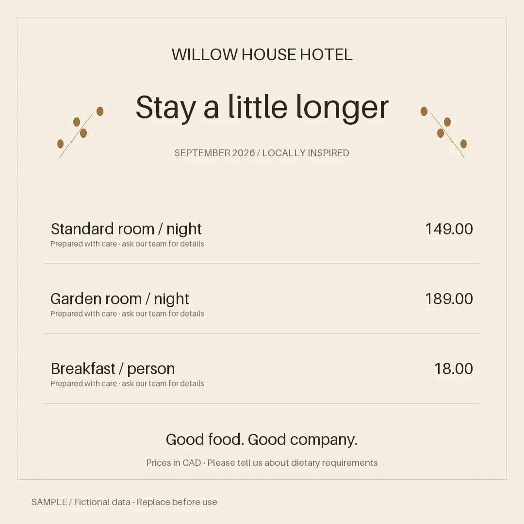 Hotel Offer Graphic: alternate brand palette 3