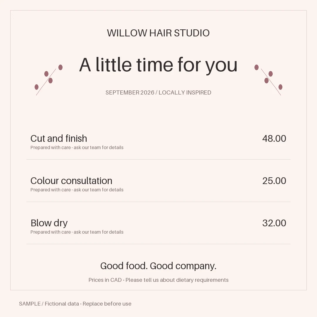 Salon Service Graphic: alternate brand palette 1