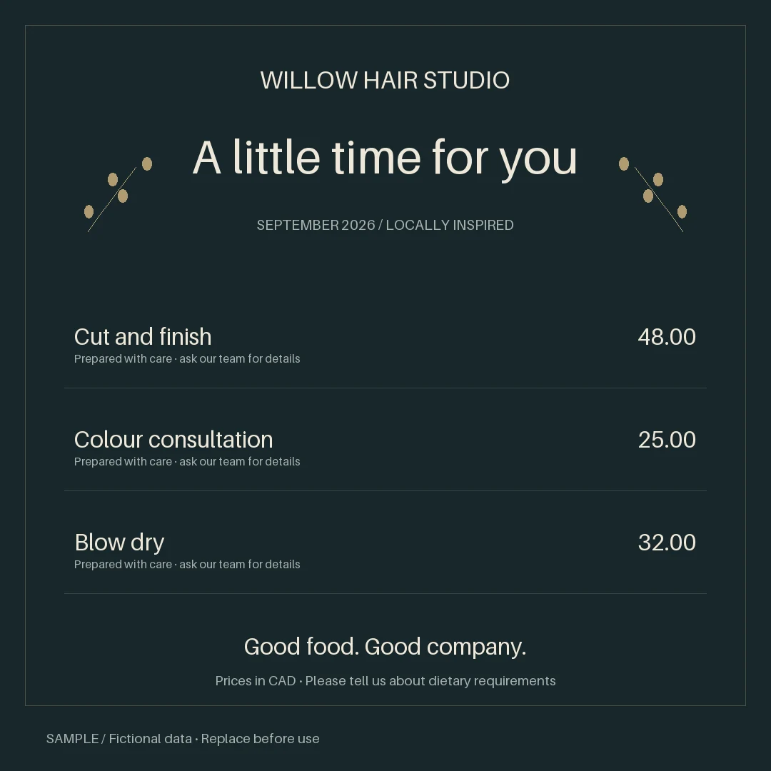 Salon Service Graphic: alternate brand palette 2