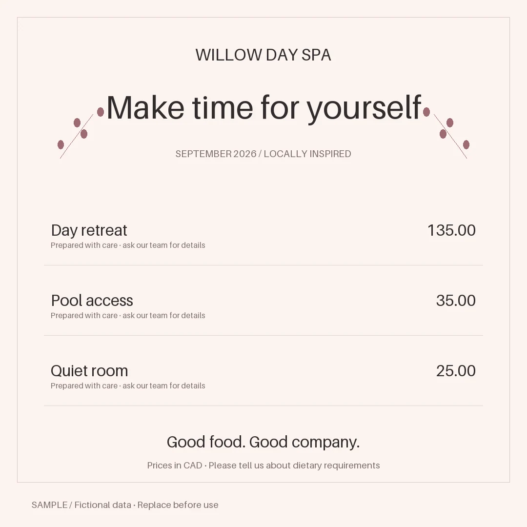 Spa Package Graphic: alternate brand palette 1
