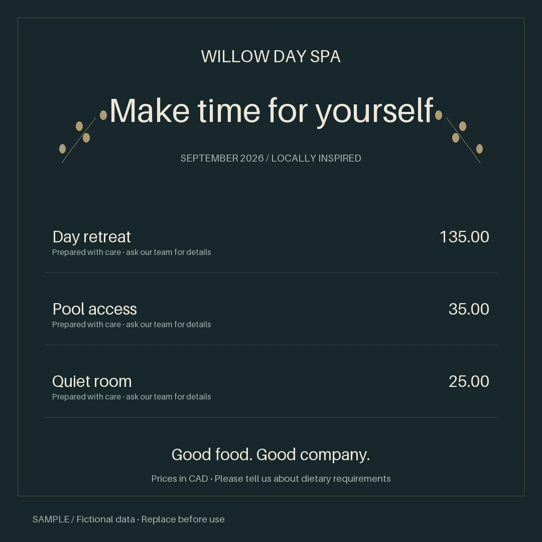 Spa Package Graphic: alternate brand palette 2