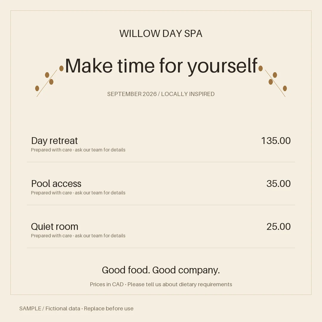 Spa Package Graphic: alternate brand palette 3