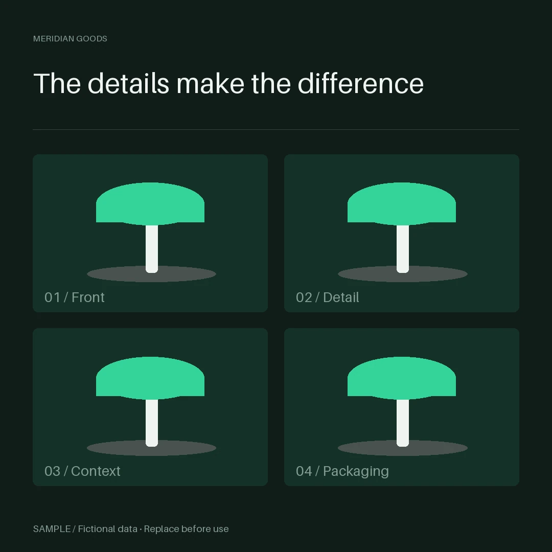Contact Sheet 4-Up: editable grid with synthetic content