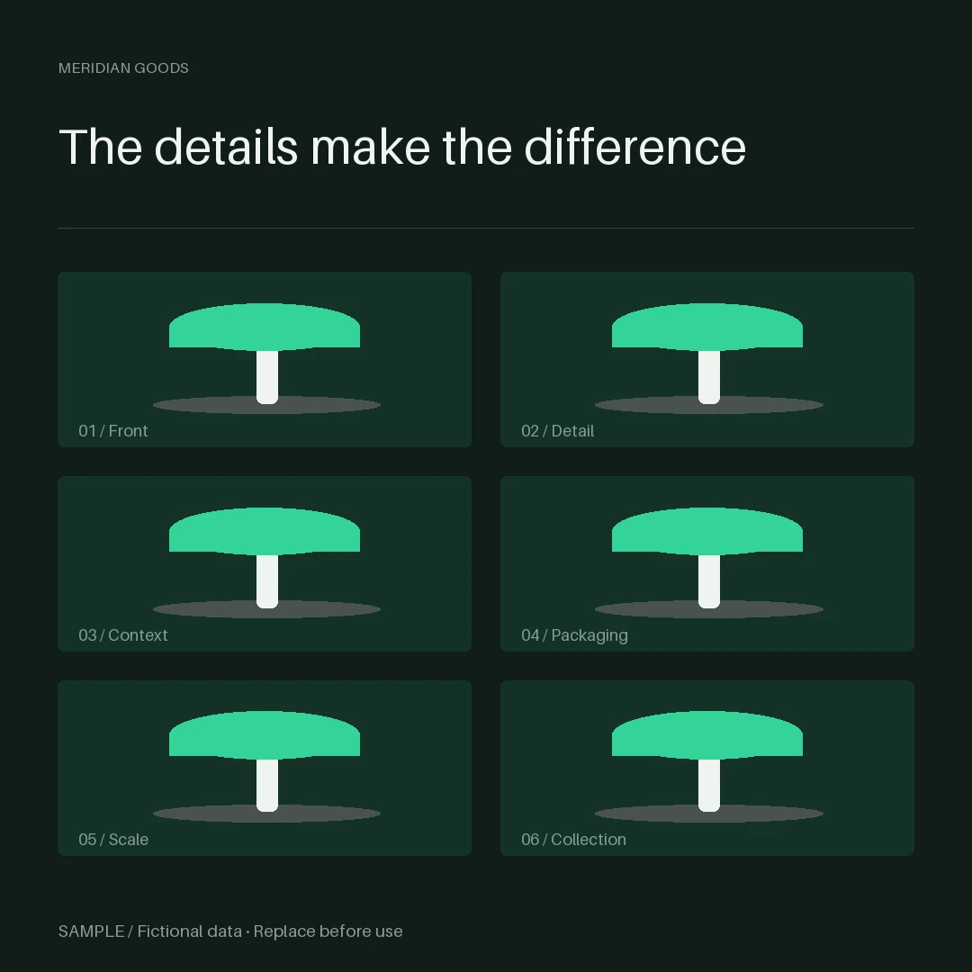 Contact Sheet 6-Up: editable grid with synthetic content