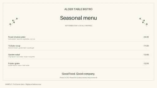 Menu Board template preview