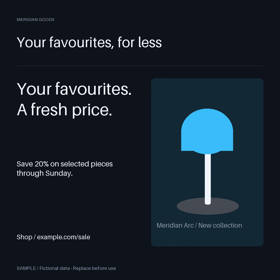 Sale Promotion Post: editable campaign with synthetic content
