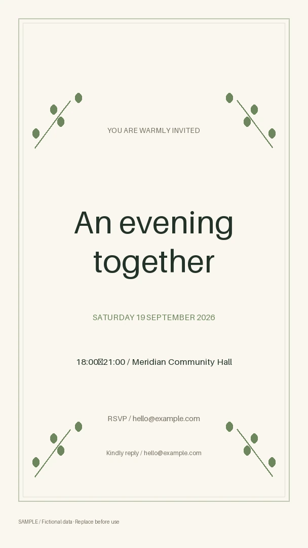 Event Countdown Story: editable event with synthetic content
