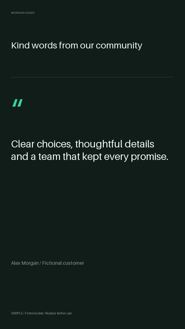Vertical Testimonial: editable quote with synthetic content