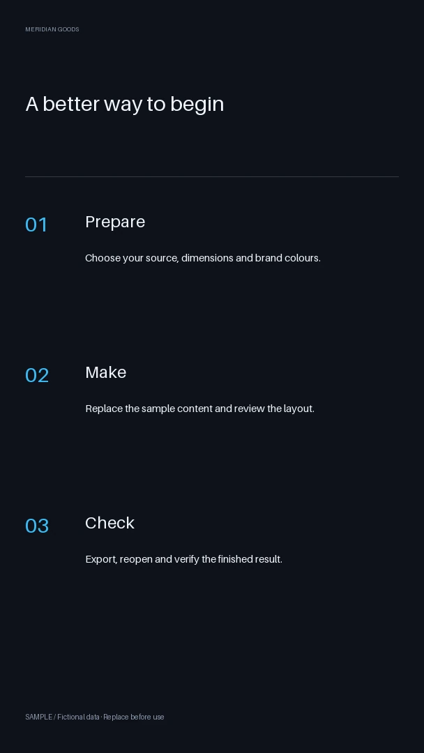 Vertical Tutorial Steps: editable steps with synthetic content