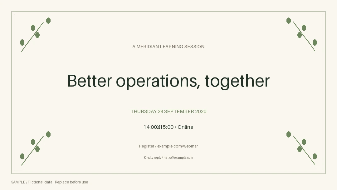 Webinar Cover: editable event with synthetic content