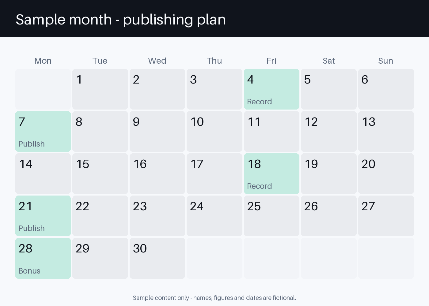 Publishing Week Calendar canonical preview