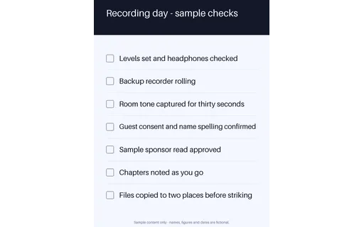 Recording Day Checklist template preview